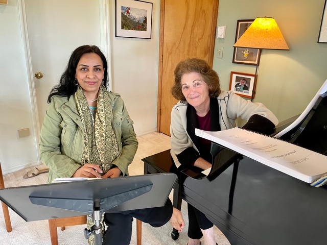 Director Roya Sadat and composer Sheila Silver working together on their opera A Thousand Splendid Suns